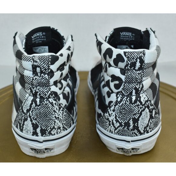 Vans Sk8-Hi Shoes Mens 5.5 W 7 Leopard Python Snake Checkerboard Black White - Picture 4 of 10